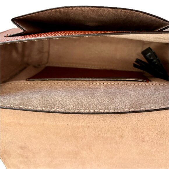 REISS Mini Aubrey Embossed Leather Crossbody Bag Gold Chain & Leather Strap NWOT - Picture 8 of 15